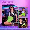 Verceco 80s 90s Outfits for Women Unisex Hip Hop Women Costume Accessory Sets Retro 90s Themed Party Outfits 7PC 80s Fashion Clothes (Black, S) view 4