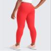 CRZ YOGA Girls Butterluxe Crossover Waist Yoga Leggings - Athletic Sports Casual Pants V Cross Tights Kids Teen Deep Red Medium view 3