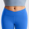 CRZ YOGA Girls Butterluxe Crossover Waist Yoga Leggings - Athletic Sports Casual Pants V Cross Tights Kids Teen Sparkle Blue X-Large view 4