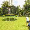 AOTOB 8 FT Trampoline Safety Enclosure Net Combo Bounce Jump for Kids Outdoor with Spring Pad Waterproof Jump Mat & Ladder (Avocado) view 3