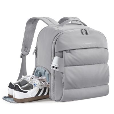 BAGSMART 30L Travel Backpack for Women, Carry on Backpack for Airplanes, Gym Backpack with Shoe Compartment, Lightweight Travel Bag Fits 15.6 Inch, Water-Resistant, Grey