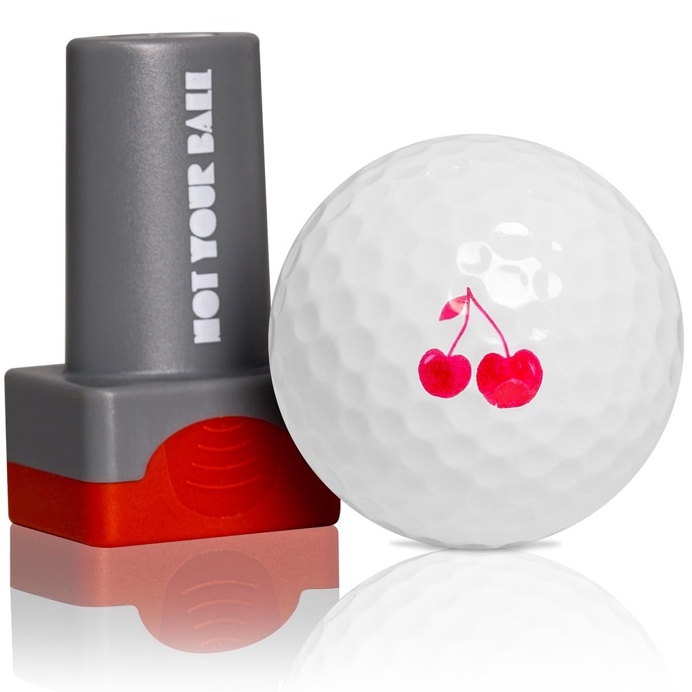ZEETY Golf Ball Stamp, Golf Ball Stamper, Self-Inking Golf Ball Stamp Marker to Identify Golf Balls, Golf Gift Golf Accessories for Men and Women Golfers (Cherry)