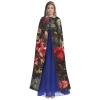 QASNLU Floral Skull print Halloween hooded cape decoration cape costumes for witches, Mardi Gras, Christmas view 2