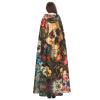 QASNLU Floral Skull print Halloween hooded cape decoration cape costumes for witches, Mardi Gras, Christmas view 4