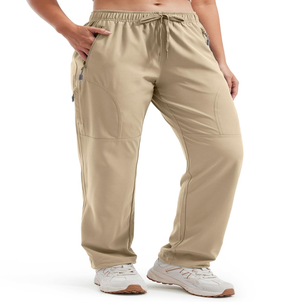 Libin Women's Hiking Pants Lightweight Quick Dry Cargo Pants Casual Safari Work Travel Outdoor Clothes Petite 27" Medium Khaki M