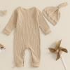 aporake Baby Boy Romper Newborn Coming Home From Hospital Outfits Letter One-Piece Bodysuit Jumpsuit+Hat Infant Colthes Set (Beige-big cousin, 0-3 Months) view 4