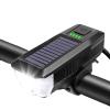 Bike Lights for Night Riding,Solar Charging Bicycle Light 3 Modes LED Road Mountain Bike Front Light Waterproof Bicycle Bell Light USB Rechargeable Headlight (Black) view 1