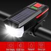 Bike Lights for Night Riding,Solar Charging Bicycle Light 3 Modes LED Road Mountain Bike Front Light Waterproof Bicycle Bell Light USB Rechargeable Headlight (Black) view 3