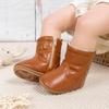 Sawimlgy Infant Baby Boys Girls Winter Snow Boots PU Leather Plush Ankle Cowboy Warm Boots Toddler Newborn Fur Lining First Walker Crib Outdoor Shoes view 2