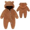 YMYDYFC Baby Fleece Hooded Romper Winter Outwear Jumpsuit Snowsuit Bear Ear Outfits for Boys Girls NEW-Brown 6-9 Months73CM view 1