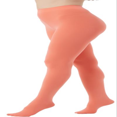 Hiltzo 80D Women's Tights Semi Opaque Ultra Soft Solid Color Stretchable High Waist Footed Pantyhose with 22 Colors Living Coral Large-X-Large