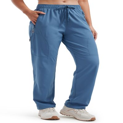 Libin Women's Hiking Pants Lightweight Quick Dry Cargo Pants Casual Safari Work Travel Outdoor Clothes Petite 27" Blue L