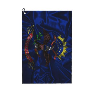 ASEDFGT Silk Style Flag of North Dakota Golf Towel 16 x 24 Inch Golf Towels for Golf Bags Polyester Golf Towel with Carabiner Clip Men and Women Golf Accessories
