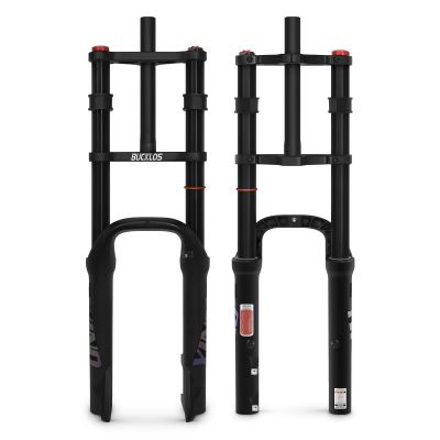 BUCKLOS 20 x 4.0 inch Fat Tire Electric Bike Air Suspension Fork Travel 180mm, QR 9 x 135mm Straight Tube 1 1/8 MTB Dual Crown Bicycle Front Forks Disc Brake for Ebike Snow Beach Mountain Bike ect