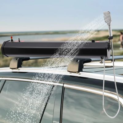 DYRABREST Road Camping Shower Portable Roof Rack Mount Solar Heated Road Shower Self-Pressurized Water Tank for Camping Showers, Overlanding and Outdoor Activities Water Supply (30L / 7.93Gal)