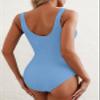 Herseas Women's Swim Suits Knit Ribbed Scoop Neck High Leg One Piece O Ring Wide Straps Bathing Suit 2026 Summer Beach Outfits Sky Blue Large view 4