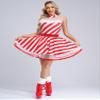 YONGHS Women Christmas Xmas Candy Cane Costume Sleeveless Striped Ballet Dance Leotards Dress Party Costumes Red Large view 2