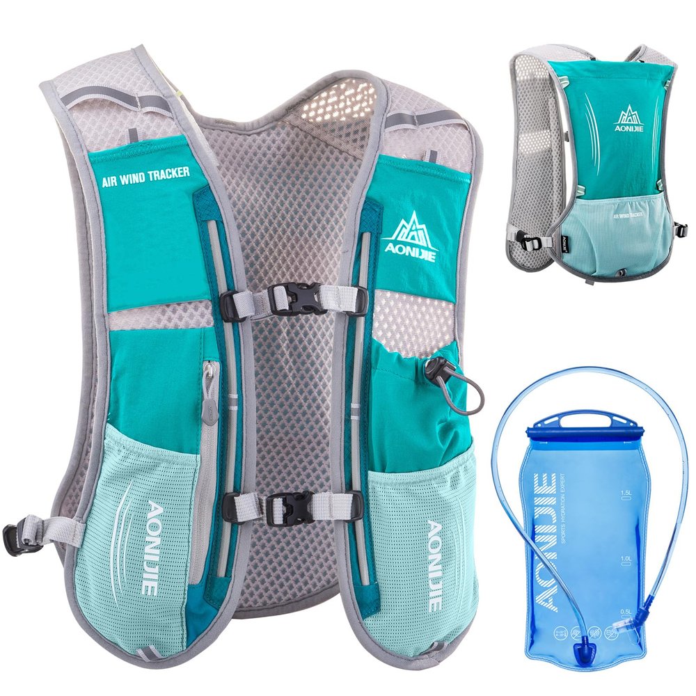 Azarxis Hydration Running Vest Backpack Pack 5L for Women Men Jogging Trail Race Marathon Cycling Hiking Accessories (Mint Blue with 1.5L Hydration Bladder)
