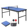 VEVOR Ping Pong Table, Mid-Size Table Tennis Game, Indoor MDF Table Tennis Table, Foldable Portable Complete Ping Pong Table Set with Net, 2 Paddles, 3 Balls, Carry Bag, Handle (No Assembly Required) view 1