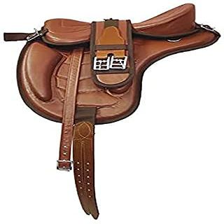 AD Saddlery All Purpose Synthetic Treeless Freemax Synthetic Suede English Horse Saddles Tack Free Matching Girth Leather Straps Size: 10"-18" inches Seat Available F15 (18)