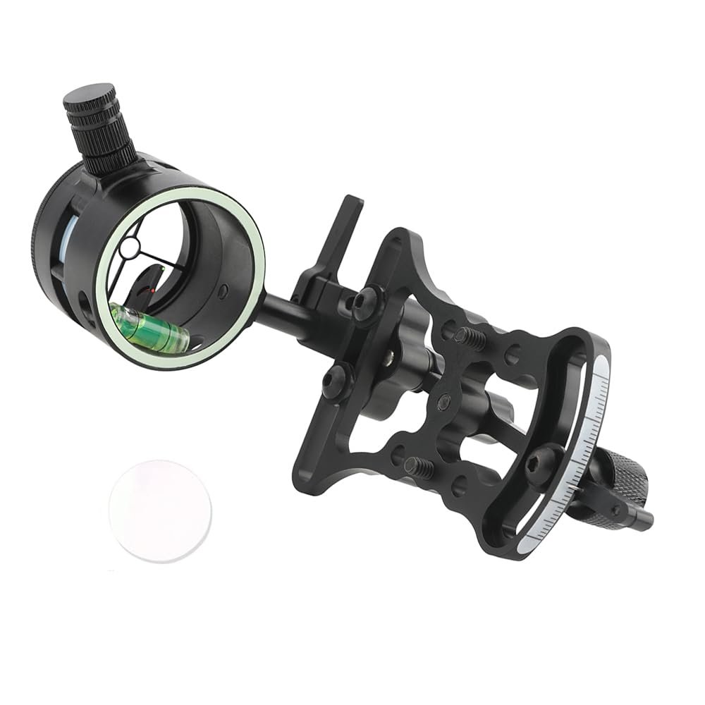 Archery Compound Bow Sight Aluminum Alloy 0.019" Fiber Optic 1/2 Pin Bow Sight Micro-Adjustable Aim Sight Toolless Quickset with Sight Light Compound Bow Accessory (Bow Sight with 6 Lens-2 pin)