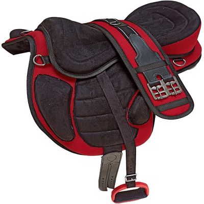AD Saddlery All Purpose Synthetic Treeless Freemax Synthetic Suede English Horse Saddles Tack Free Matching Girth Leather Straps Size: 10"-18" inches Seat Available F25 (14.5)