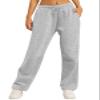 AUTOMET Women's Wide Leg Sweatpants Plus Size Baggy Straight Leg Lounge Pants Fall Outfits Athletic Joggers with Pockets Grey XXL view 1