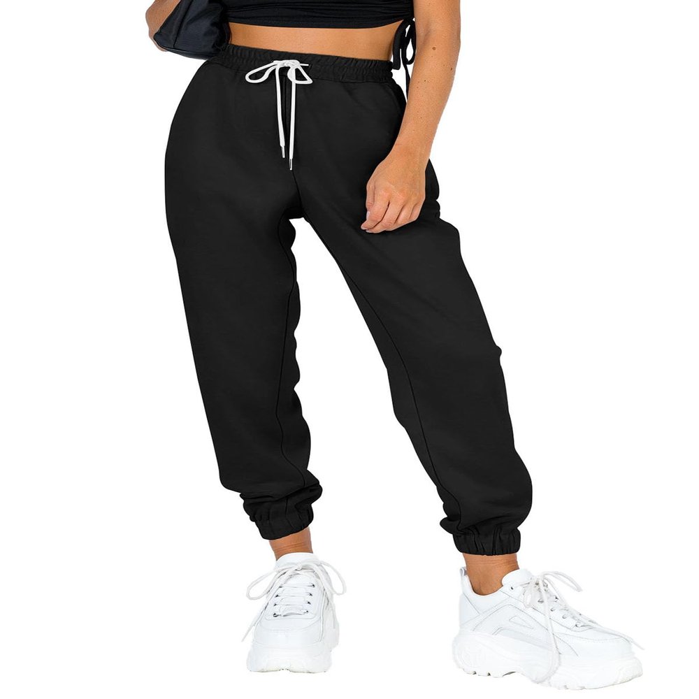 AUTOMET Women's Cinch Bottom Sweatpants Athletic Joggers Lounge Pants with Pockets Black XS