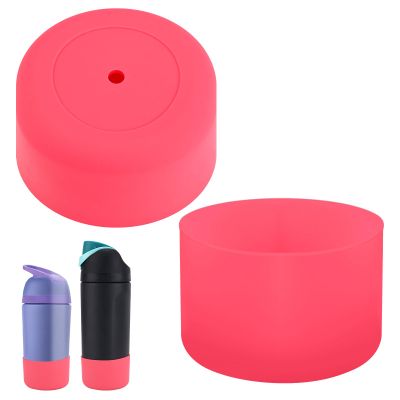 2pcs Silicone Boot for Owala Kids Water Bottle 16oz/14oz, Anti-Slip Water Bottle Cover Sleeve Anti-Dent Bottom Protector Wraps Compatible with Owala Kids Stainless Steel Bottle Accessories(Pink)