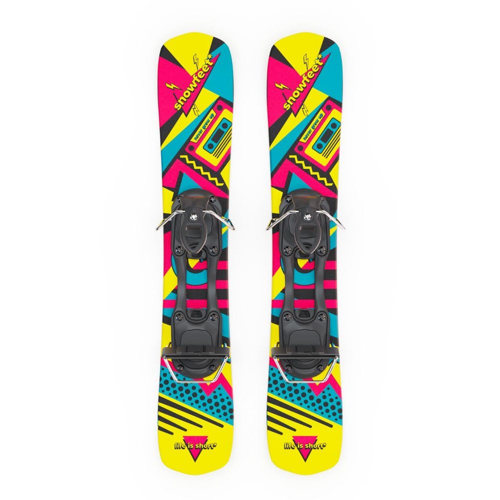 Skiboards | Snowblades | Skiblades | Short Skis | Mini Skis for Snow by Snowfeet | 65 cm (Retro | for ski Boots)