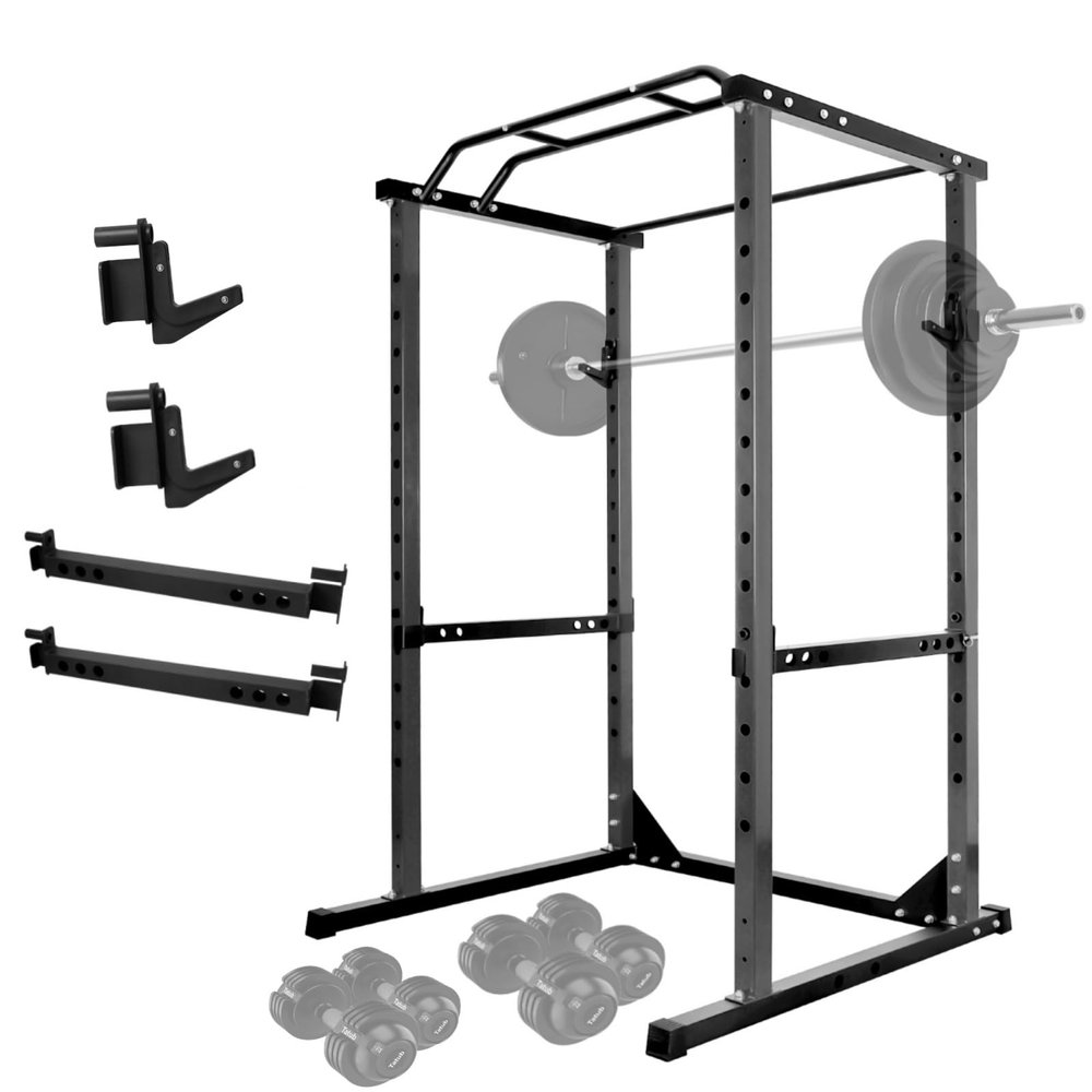 QUARPAL 1200 lbs Power Rack  Multi-Function Squat Rack with Solid Safety Bars and J-Hooks  81.5"x44.3"x45.6" in, Ideal for home, Home Gym Power Cage Bench
