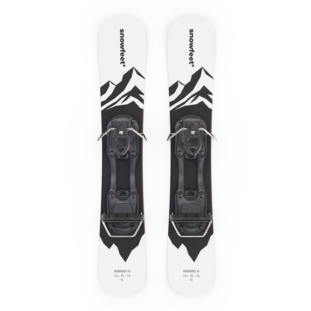 Skiboards | Snowblades | Skiblades | Short Skis | Mini Skis for Snow by Snowfeet | 65 cm (White Mountains | for ski Boots)