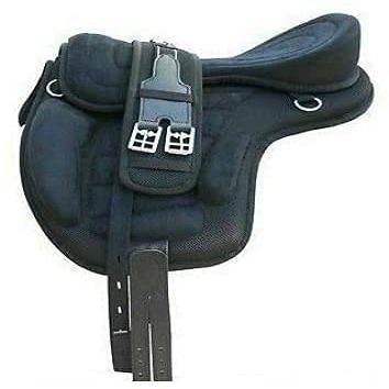 AD Saddlery All Purpose Synthetic Treeless Freemax Synthetic Suede English Horse Saddles Tack Free Matching Girth Leather Straps Size: 10"-18" inches Seat Available F38 (14)