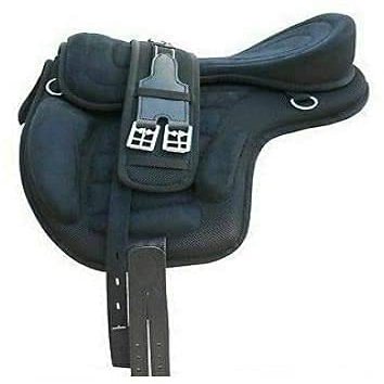 AD Saddlery All Purpose Synthetic Treeless Freemax Synthetic Suede English Horse Saddles Tack Free Matching Girth Leather Straps Size: 10"-18" inches Seat Available F38 (14)