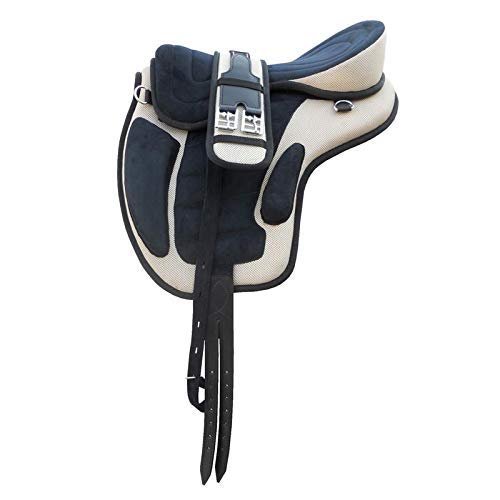 AD Saddlery All Purpose Synthetic Treeless Freemax Synthetic Suede English Horse Saddles Tack Free Matching Girth Leather Straps Size: 10"-18" inches Seat Available F39 (14)