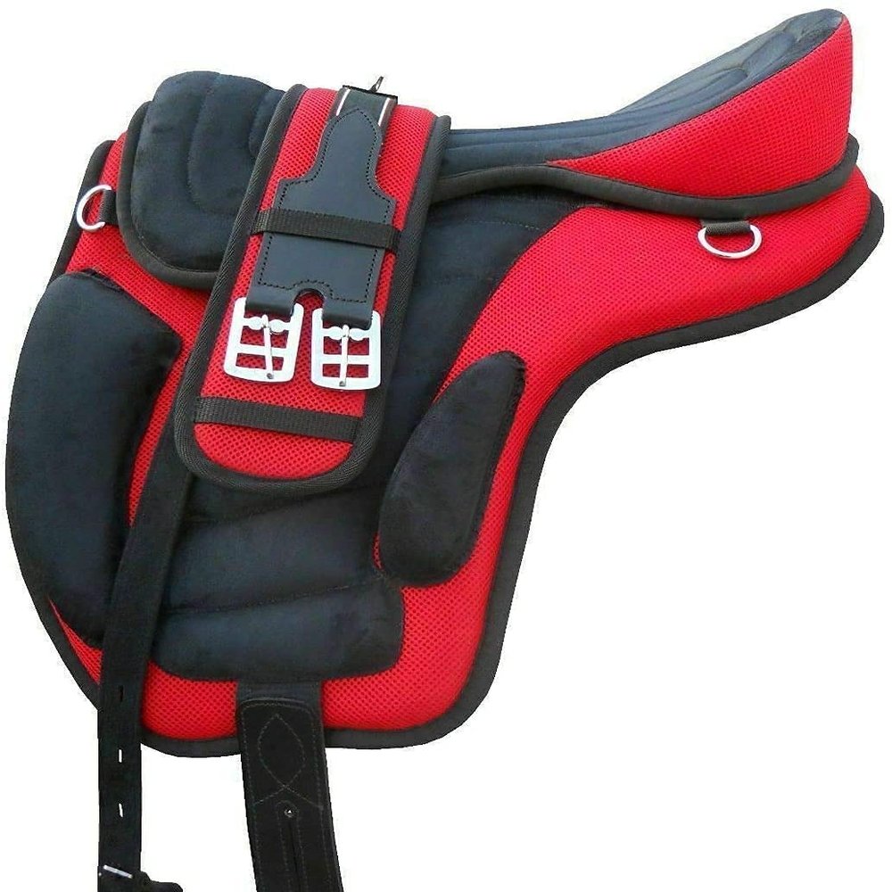 AD Saddlery All Purpose Synthetic Treeless Freemax Synthetic Suede English Horse Saddles Tack Free Matching Girth Leather Straps Size: 10"-18" inches Seat Available F41 (14)