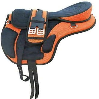 AD Saddlery All Purpose Synthetic Treeless Freemax Synthetic Suede English Horse Saddles Tack Free Matching Girth Leather Straps Size: 10"-18" inches Seat Available F40 (14)