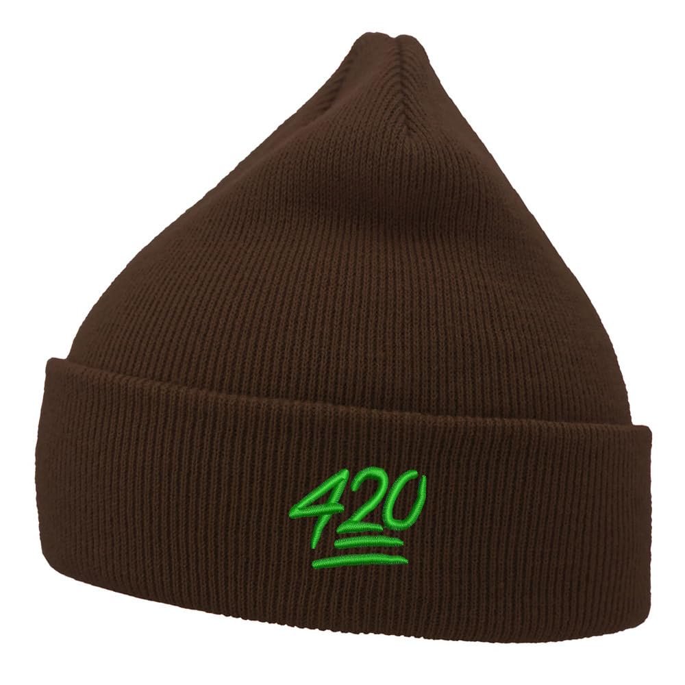 woxingwosu Beanies Hats Men Women 420 Embroidered Unisex Daily Beanie Knit Hats for Winter (7 1/2,Brown)