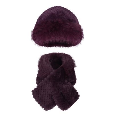 2 in 1 Faux Fur Hat Scarf Russian Style Cossack Hat Plush Collar Scarf Women Winter Warm Ushanka Cap Set