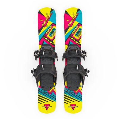 Skiboards | Snowblades | Skiblades | Short Skis | Mini Skis for Snow by Snowfeet | 65 cm (Retro | for Snowboard Boots)