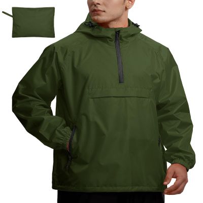 SWISSWELL Men's Rain Jacket Waterproof Lightweight Packable Pullover Windbreaker with Hood for Travel Hiking Golf