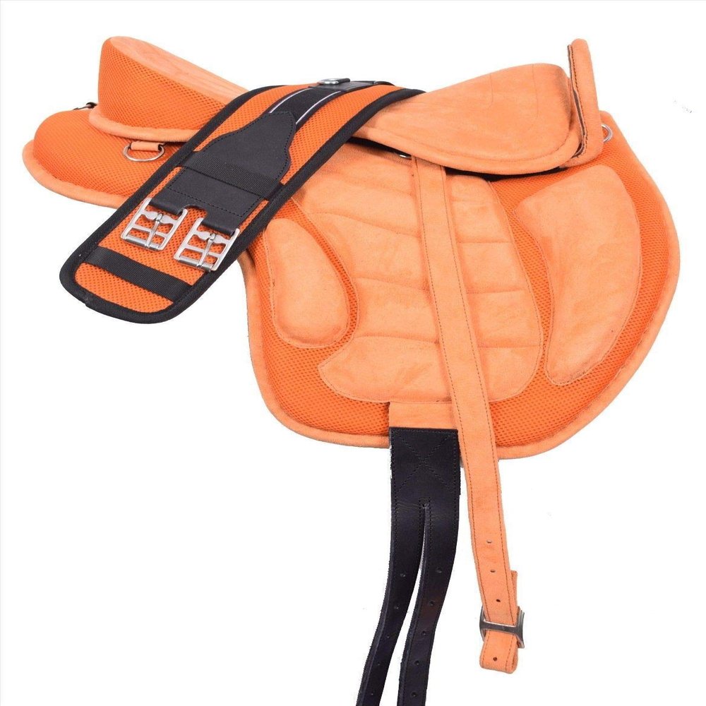 AD Saddlery All Purpose Synthetic Treeless Freemax Synthetic Suede English Horse Saddles Tack Free Matching Girth Leather Straps Size: 10"-18" inches Seat Available F59 (14)