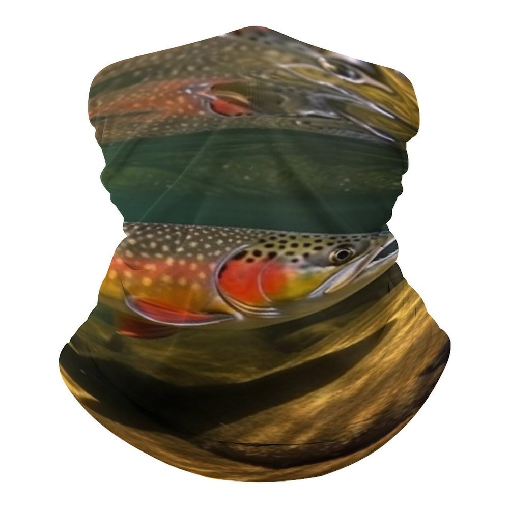 Brook Trout Fly Fishing Neck Gaiter UPF 50+ Sun Protection Face Mask Elastic Balaclavas Bandana Cooling Face Cover Scarf Cycling Neck Warmer Breathable Headwear for Men Women