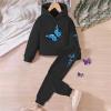 Toddler Girl Butterfly Print Long Sleeve Hoodie Pants Set Children Kids Girls 2Pcs Clothing Sets Fall (Black, 7-8 Years) view 4