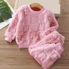 Toddler Boys Girls Fleece ajama Set Winter Warm Plush Tops+Pants Outfits Slepwear 2 Piece (Pink, 3-4 Years) view 2