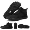 Wide Barefoot Hiking Boots for Women Men | Minimalist Five-Finger Fleece Warm Winter Shoes | Zero Drop Wide Toe Box Snow Boots | Waterproof Ankle Booties with Elastic Cord Black 35 view 1
