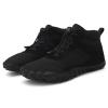 Wide Barefoot Hiking Boots for Women Men | Minimalist Five-Finger Fleece Warm Winter Shoes | Zero Drop Wide Toe Box Snow Boots | Waterproof Ankle Booties with Elastic Cord Black 35 view 2