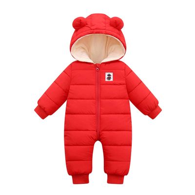 KAGAYD Warm Hooded Baby Jumpsuit Padded Outwear Romper Girls Snowsuit Coat Down Boys Jacket Boys (Red, 12-18 Months)