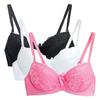 3PC Push Up Bras for Women Sexy Lace Full Coverage Wirefree Everyday Bra Soft Comfy Breathable Daily Padded Underwear view 1