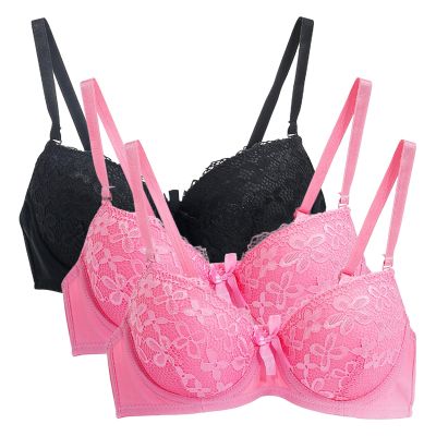 3PC Push Up Bras for Women Sexy Lace Full Coverage Wirefree Everyday Bra Soft Comfy Breathable Daily Padded Underwear